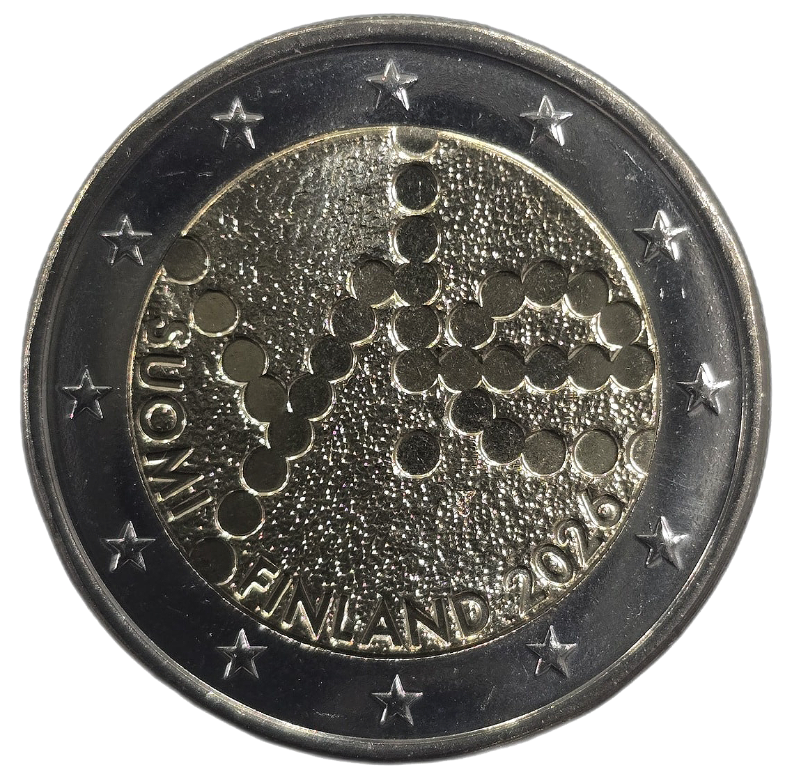 2 euros conmemorativa 100 años de radiodifusión finlandesa (Yleisradio)